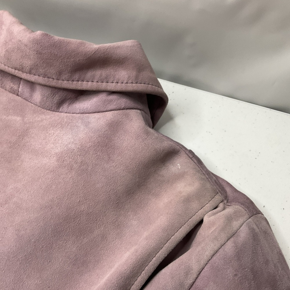 Scotch & Soda Maison Scotch Biker Jacket Goat‎ Leather Suede Lilac Women Sz L - Picture 10 of 12